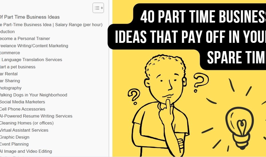 Check out a list of part-time business ideas