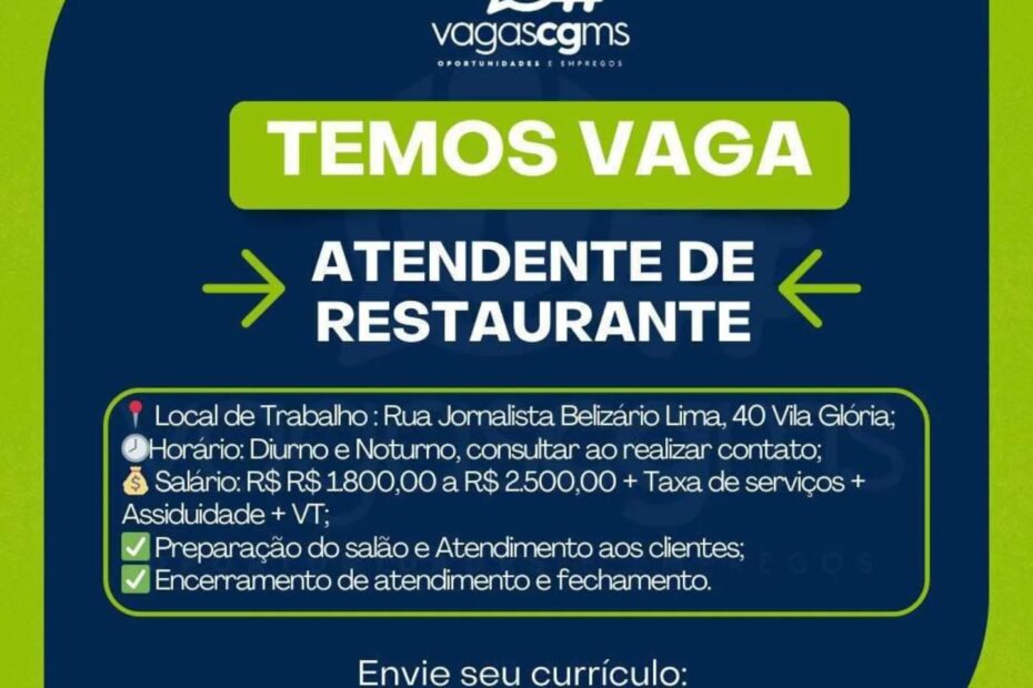 OPORTUNIDADES DE EMPREGO! Está em busca de uma nova chance no