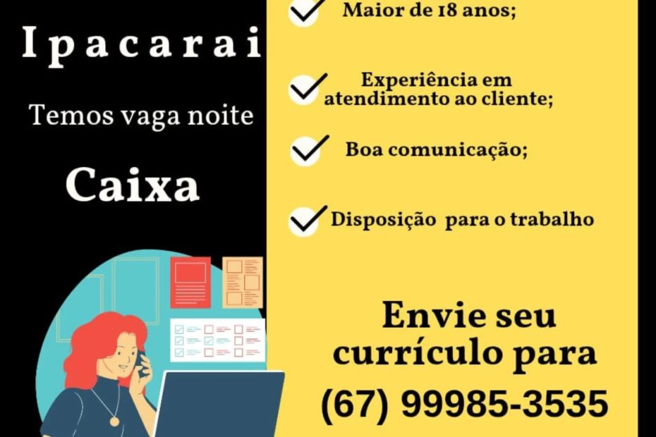 Oportunidade de Emprego Ipacarai! Estamos com vagas abertas para os